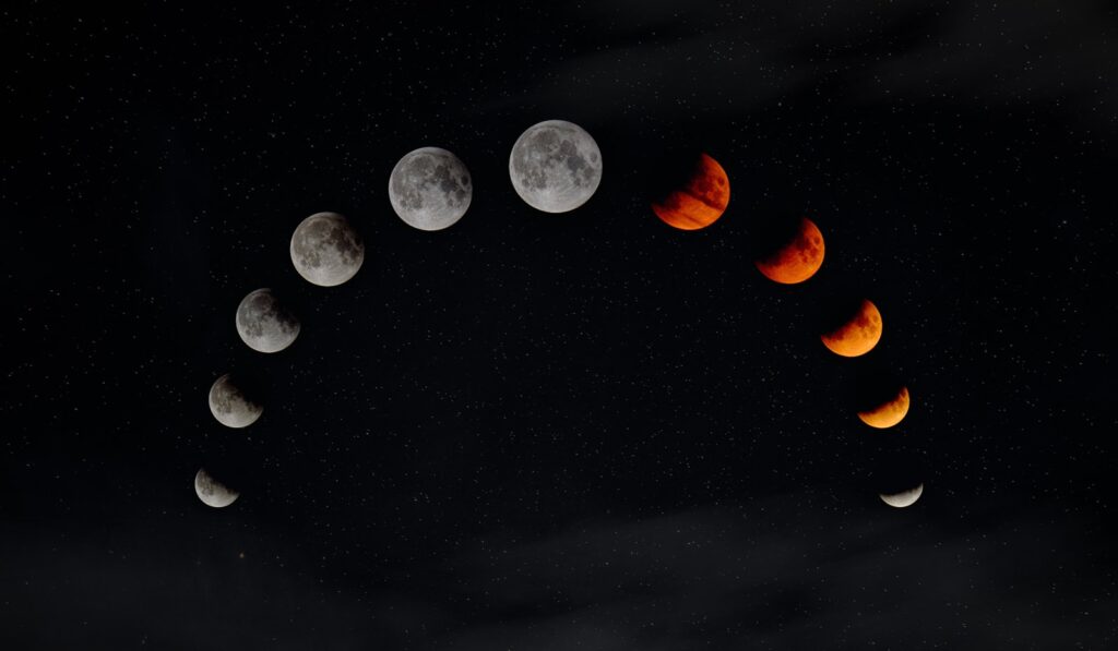 Fases da lua no céu noturno